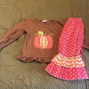 Fall Boutique Kids Set - Brown and Pink